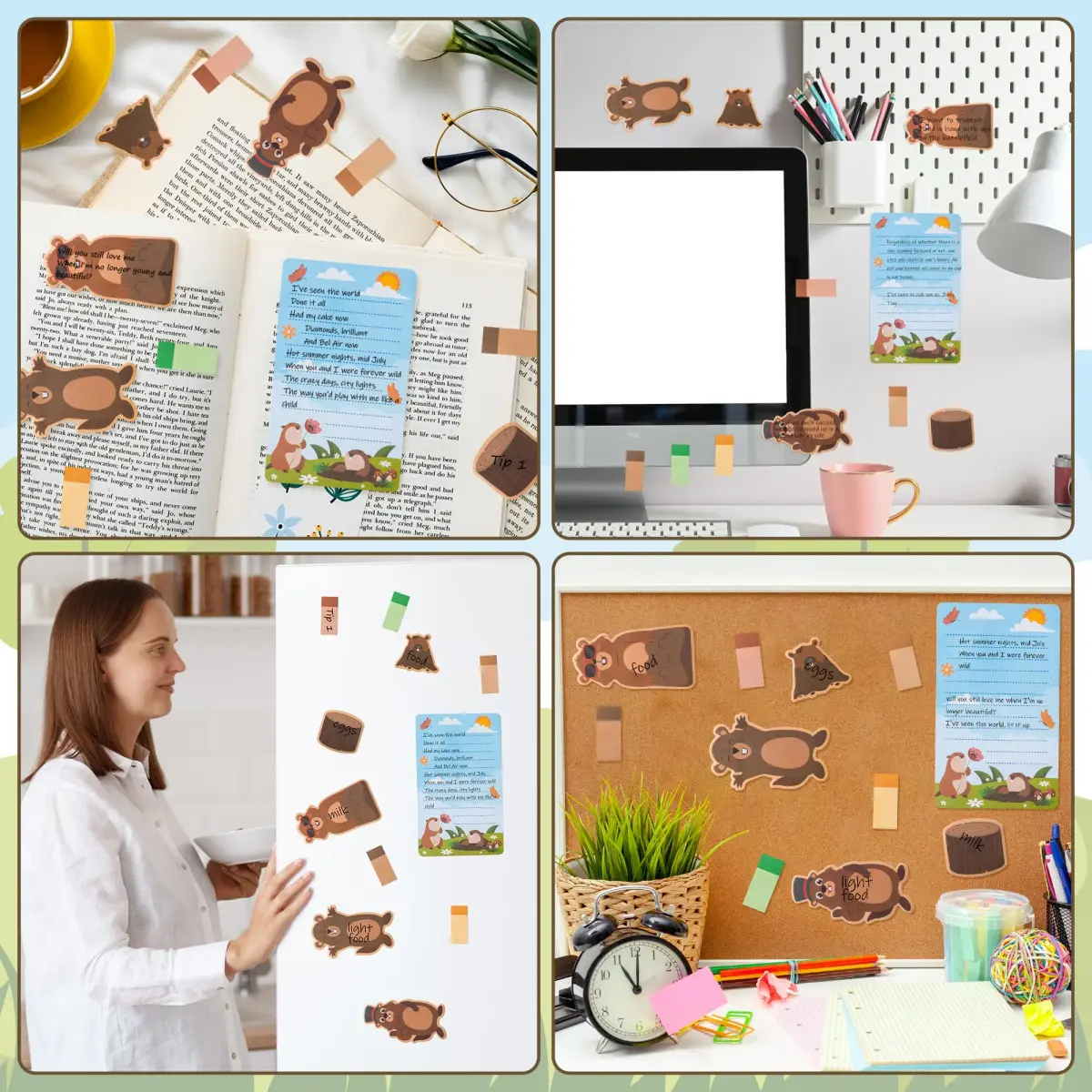Xqumoi Groundhog Sticky Notes Set | Cute Animal Self-Stick Note Pads Bundle for Back to School - view 5