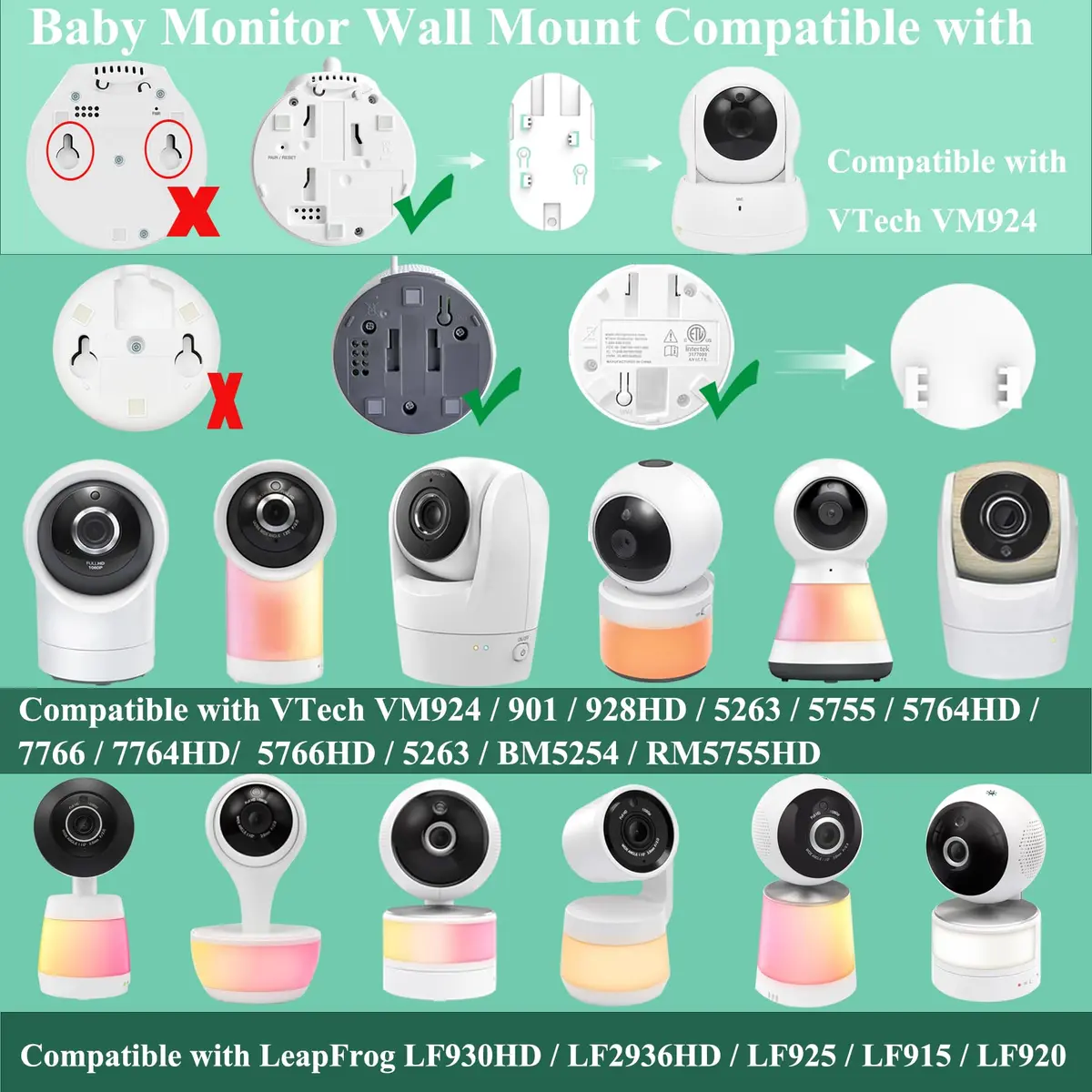 Derebir Baby Monitor Mount Stand Holder with 1/4" Thread for VTech & Leapfrog Cameras | 33.45" Flexible Gooseneck - view 2