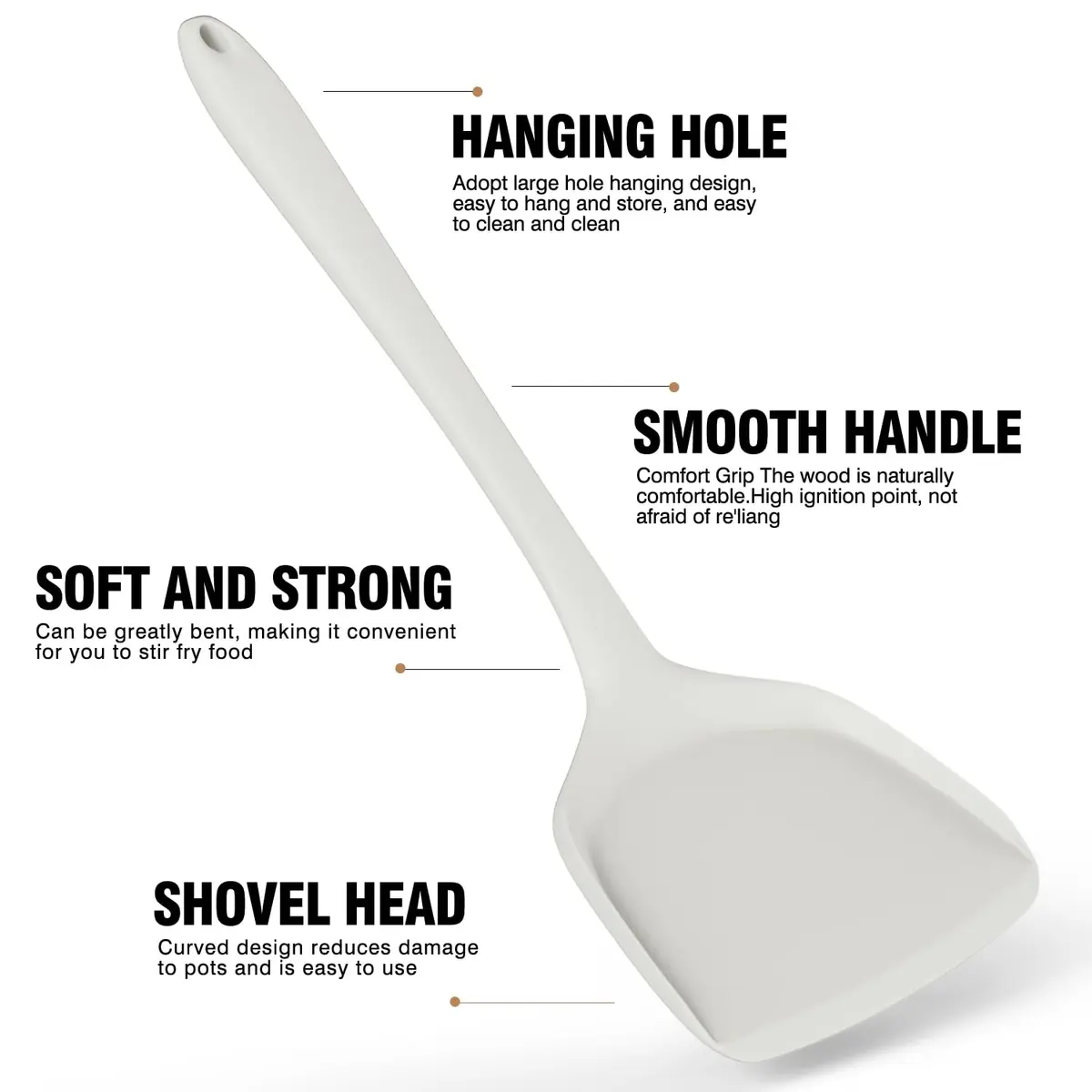 AOTHOD Silicone Cooking Utensils Set - 446°F Heat Resistant Kitchen Gadgets, Spatula, Spoon, Dishwasher Safe (Cream White) - view 4