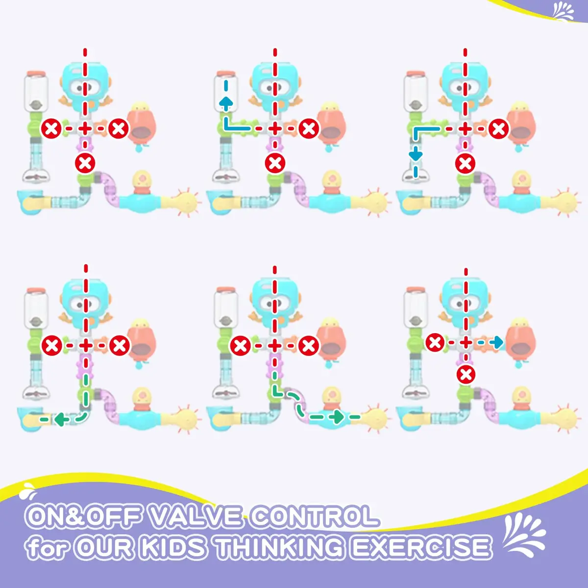 EazierWizter STEM Bath Toys for Kids 3-8 | DIY Water Pipe Kit with Suction Cups - view 6
