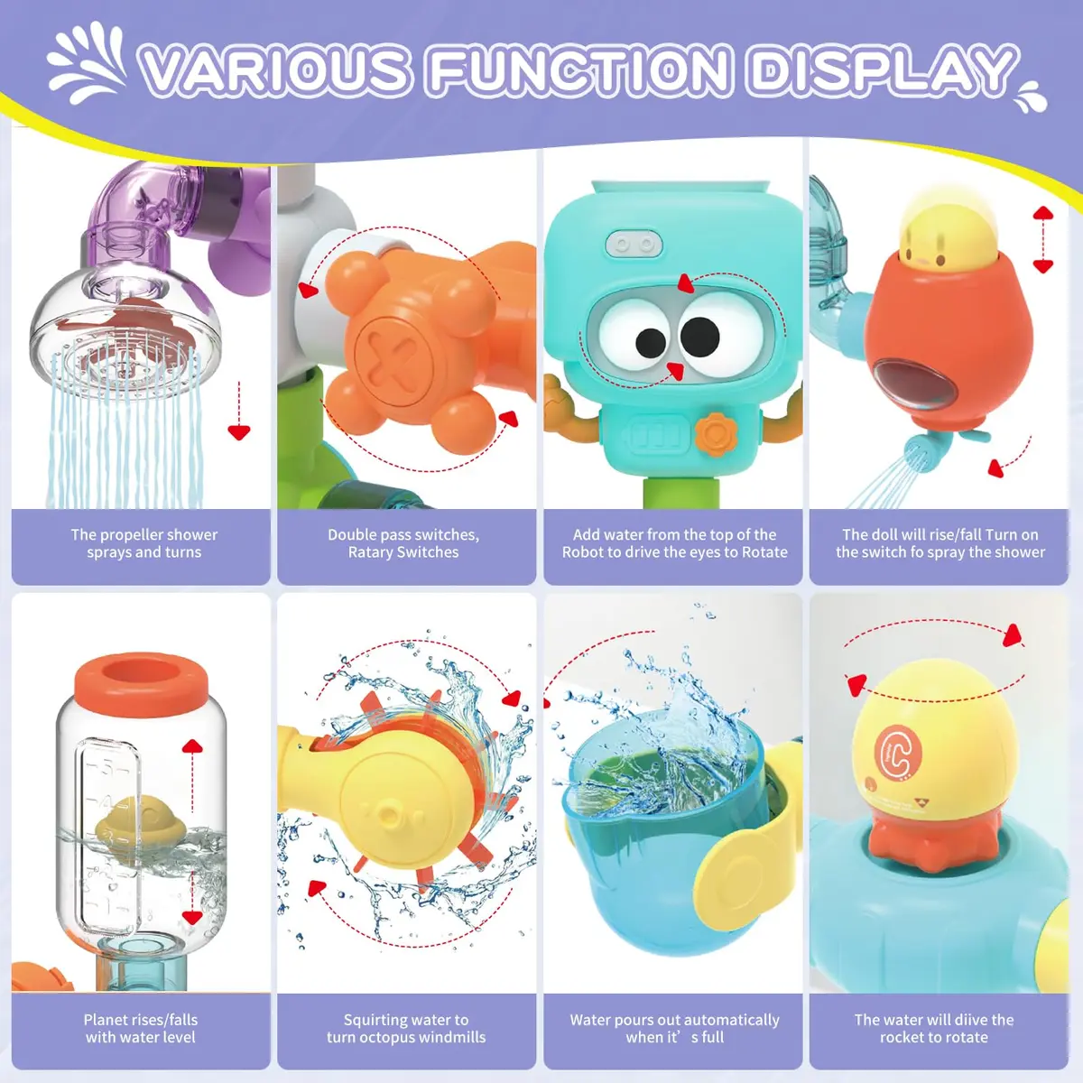 EazierWizter STEM Bath Toys for Kids 3-8 | DIY Water Pipe Kit with Suction Cups - view 3