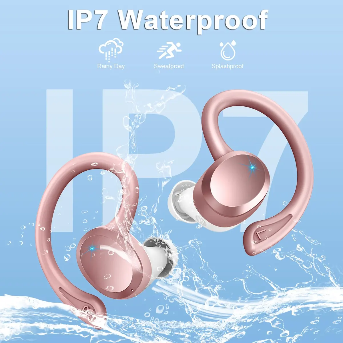 Rulefiss Wireless Earbuds Sport, Bluetooth 5.4 Headphones with Earhook, 56Hrs Playtime, IPX7 Waterproof | Hi-Fi Stereo Sound - view 6
