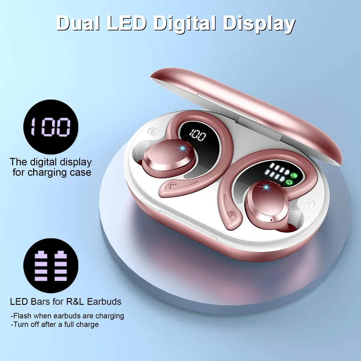Rulefiss Wireless Earbuds Sport, Bluetooth 5.4 Headphones with Earhook, 56Hrs Playtime, IPX7 Waterproof | Hi-Fi Stereo Sound - view 7