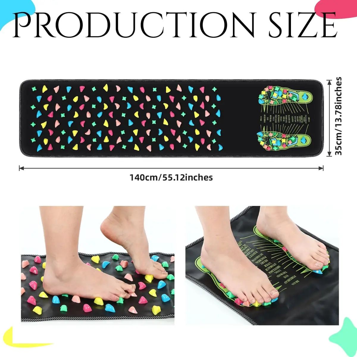 BBTO Foot Massage Mat Reflexology Walk Stone Road 140 cm (55.12 Inches) | Acupressure Foot Massage Mat for Office Workers - view 2