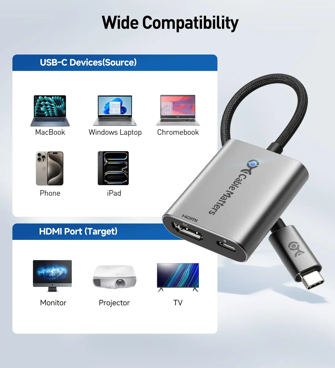 Cable Matters USB C to HDMI 2.1 Adapter with 140W Charging | 8K@60Hz, 4K@240Hz, Mac & Windows Compatible - view 7