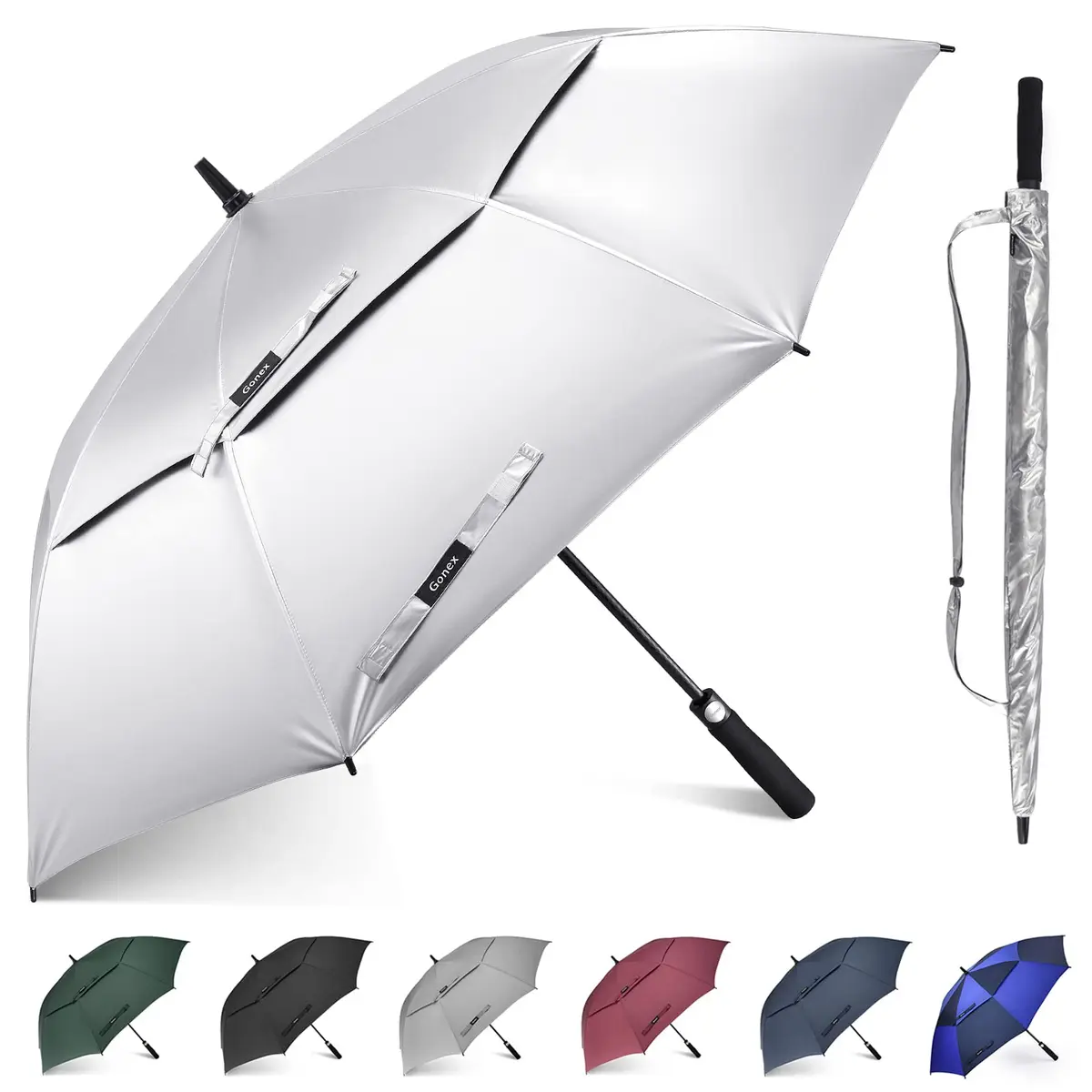Gonex 80 Inch Golf Umbrella, Manual Open, Windproof, UV Protection | Extra Large 6ft Diameter for Golf & Outdoors - main product image