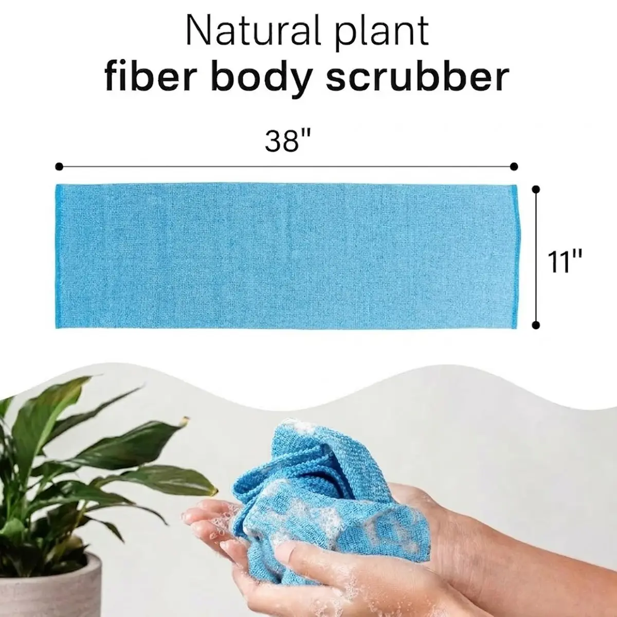 Yiclick Exfoliating Washcloth Towel Set - 3 Pack Aqua Blue Back Scrubber for Shower Bath | 86 cm (34.5 inches) - view 5