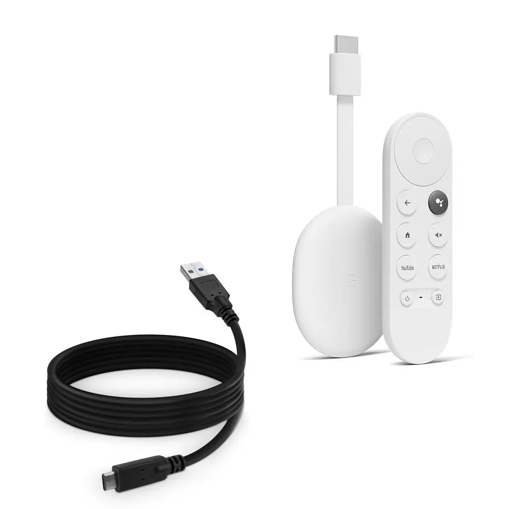 BoxWave Cable Compatible with Google Chromecast with TV - USB 3.0 A to USB C, 6ft, Black | Dual-Function Sync & Charge - main product image