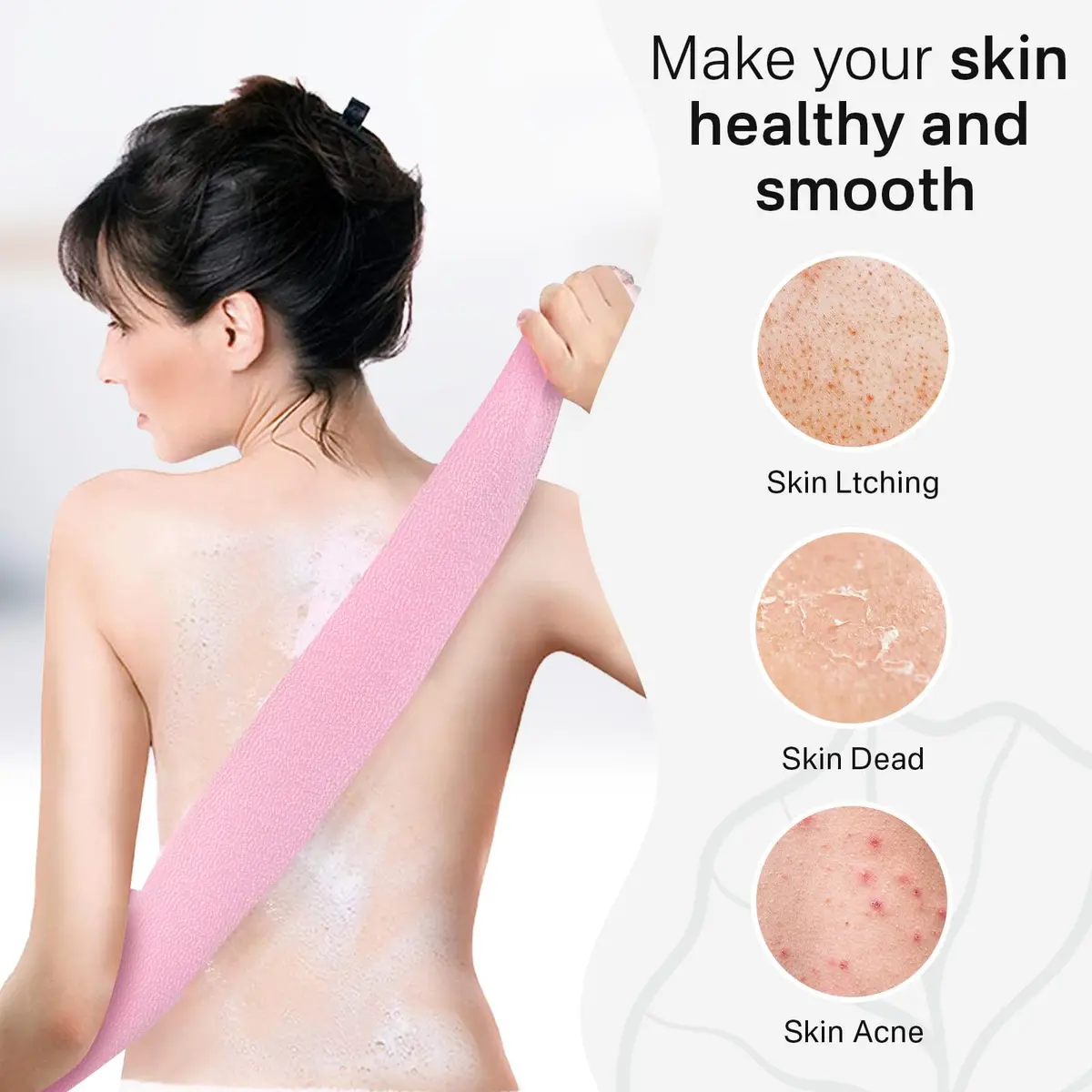 Yiclick Exfoliating Washcloth Towel 90cm (35.4in) | Smooth, Glowing Skin with 3-Pack - view 4
