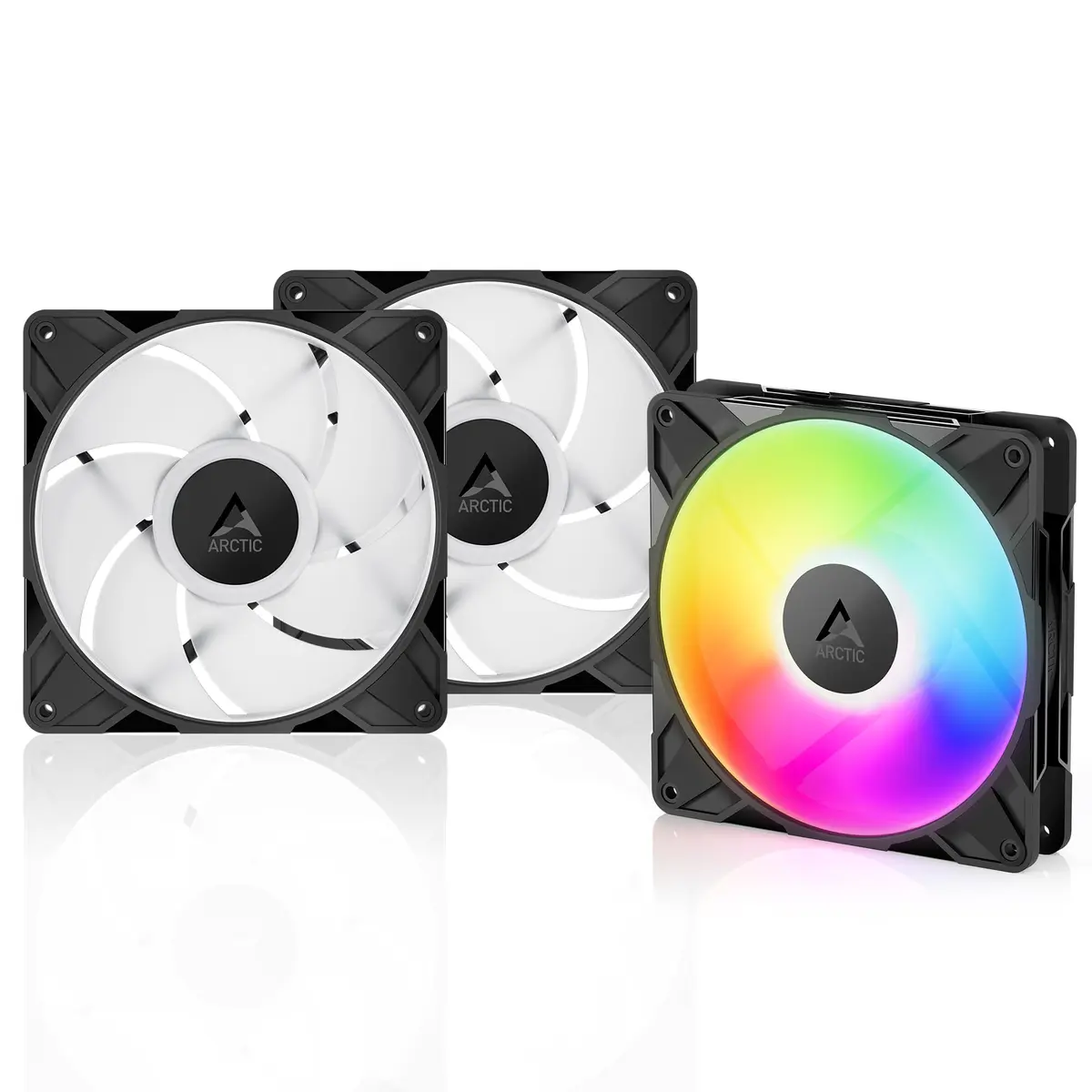 ARCTIC P14 Pro A-RGB 3 Pack | Powerful 140mm PWM Case Fans with Digital RGB, Fluid Dynamic Bearing, 400-2500 RPM, Black - main product image