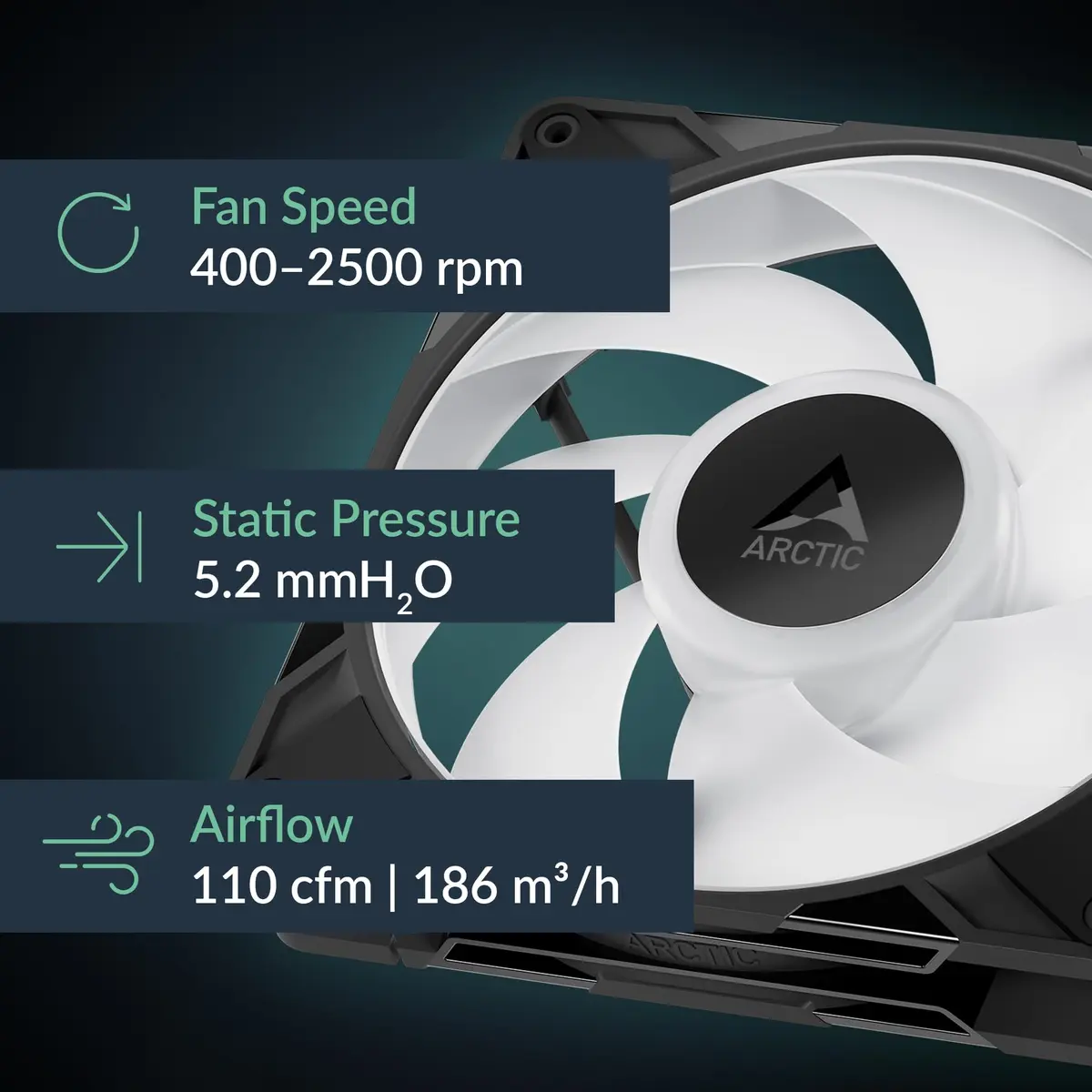 ARCTIC P14 Pro A-RGB 3 Pack | Powerful 140mm PWM Case Fans with Digital RGB, Fluid Dynamic Bearing, 400-2500 RPM, Black - view 2