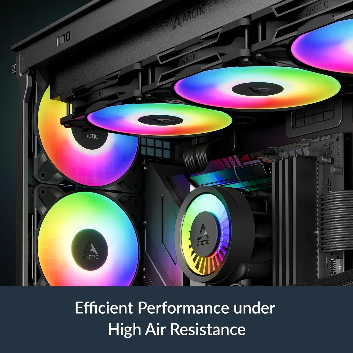 ARCTIC P14 Pro A-RGB 3 Pack | Powerful 140mm PWM Case Fans with Digital RGB, Fluid Dynamic Bearing, 400-2500 RPM, Black - view 3