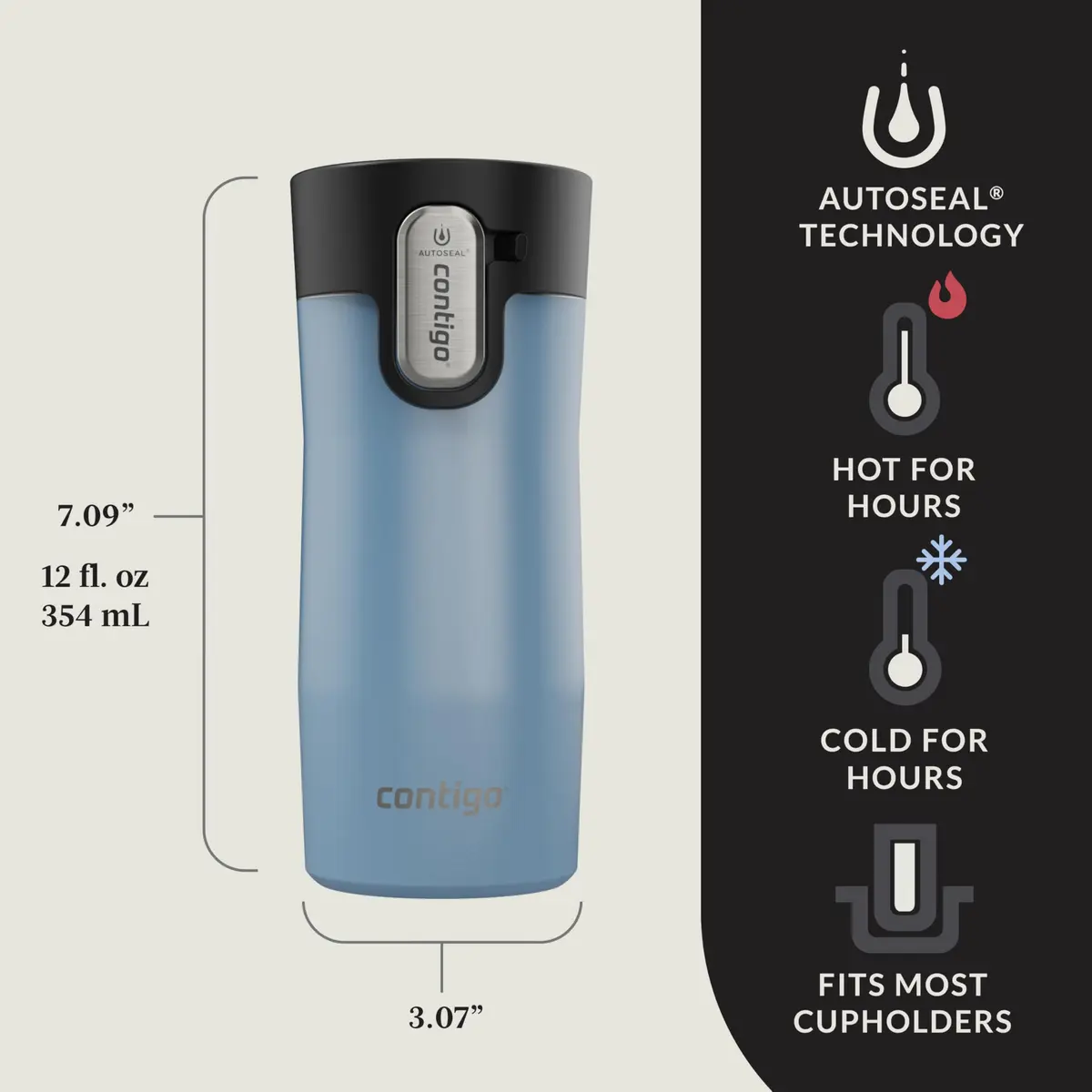 Contigo Autoseal West Loop 12oz Stainless Steel Travel Mug | Leak-Proof, Hot 8H/Cold 16H, Dishwasher Safe - view 2