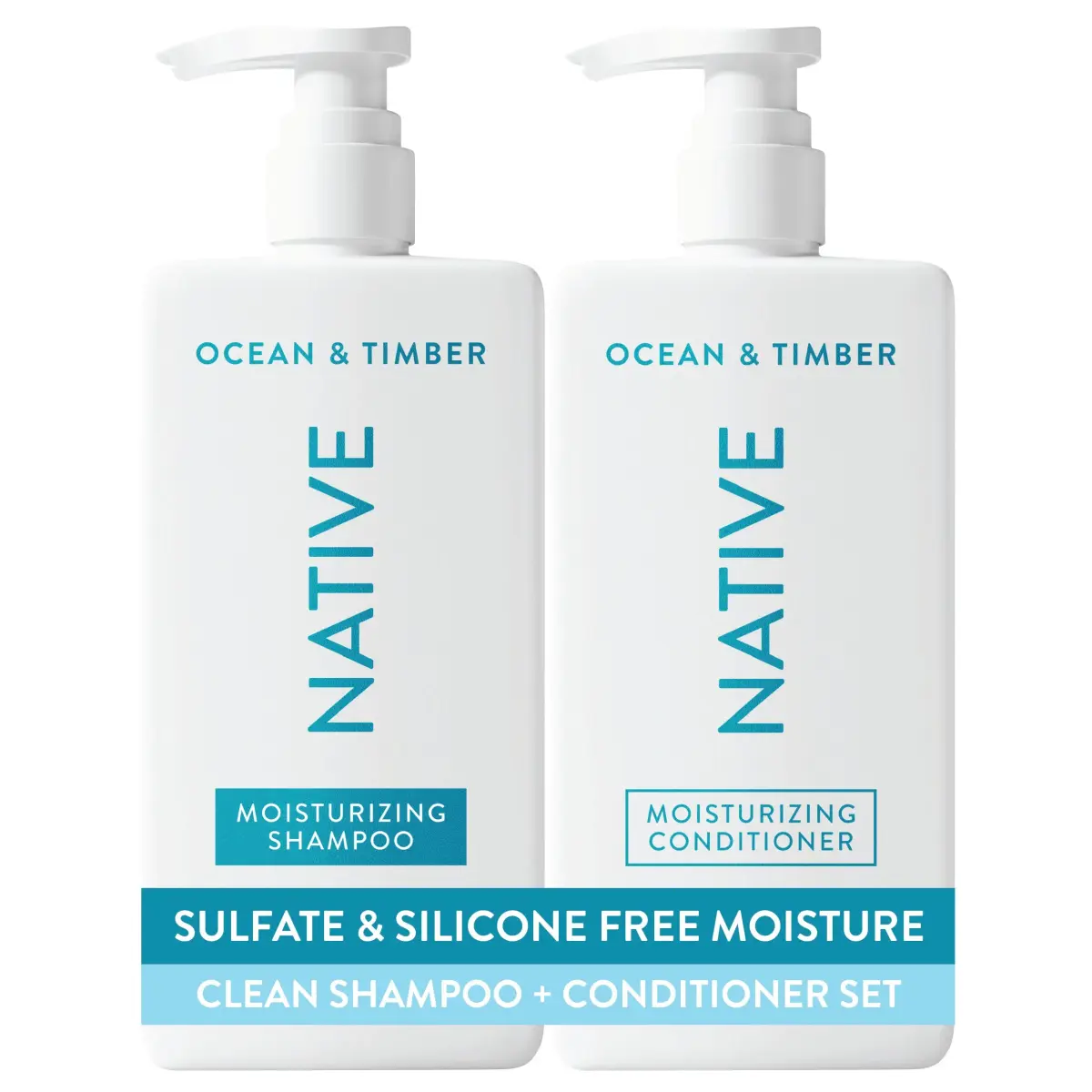 Native Ocean & Timber Shampoo and Conditioner Set | 490ml (16.5 Fl Oz Each) | Hydrates Dry Hair, Reduces Frizz - main product image