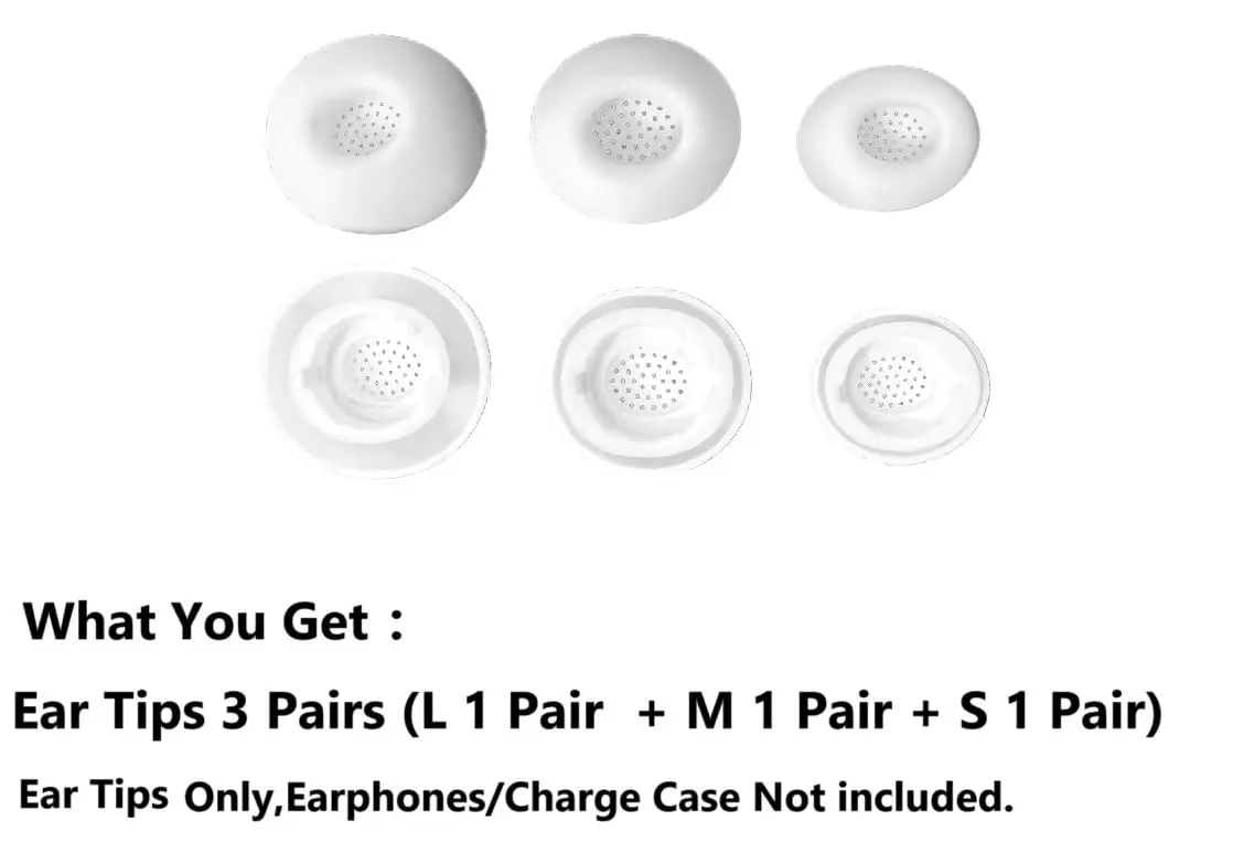 JNSA Replacement Ear Tips for Galaxy Buds 3 Pro, White | 3 Pairs (S/M/L) Silicone Eartips - view 4