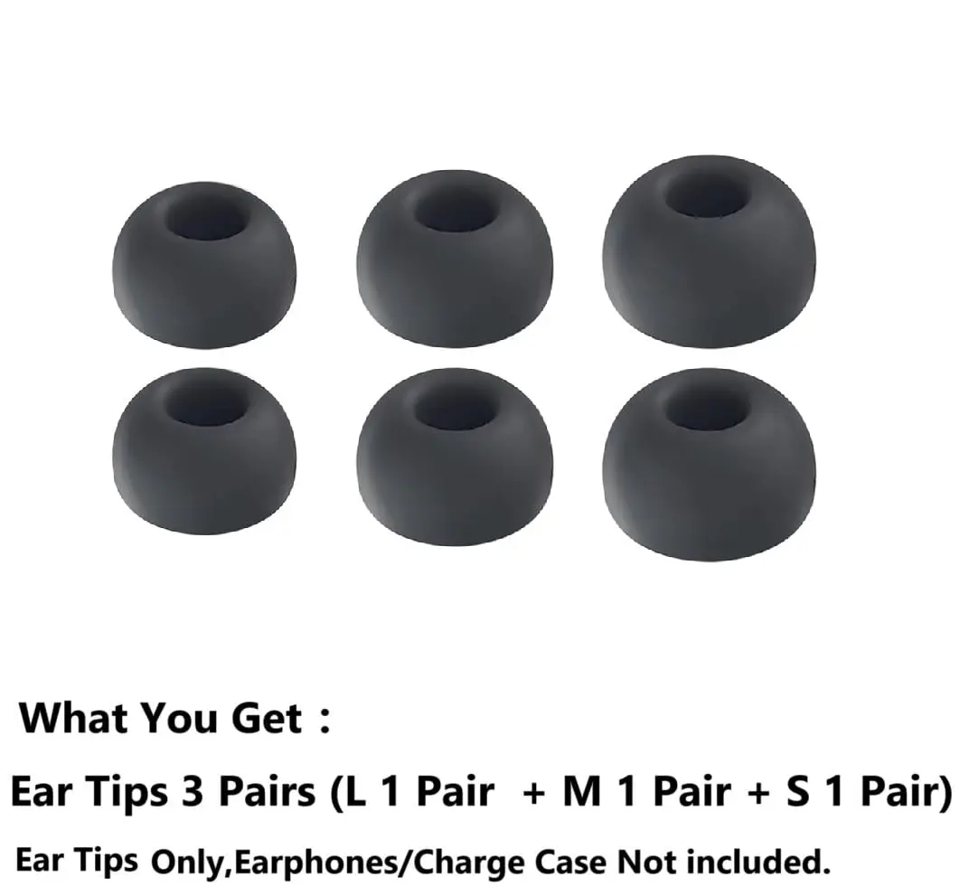 JNSA Replacement Ear Tips for Galaxy Buds3 Pro - Black, 3 Pairs (S/M/L) | Upgrade Fit & Sound - view 6