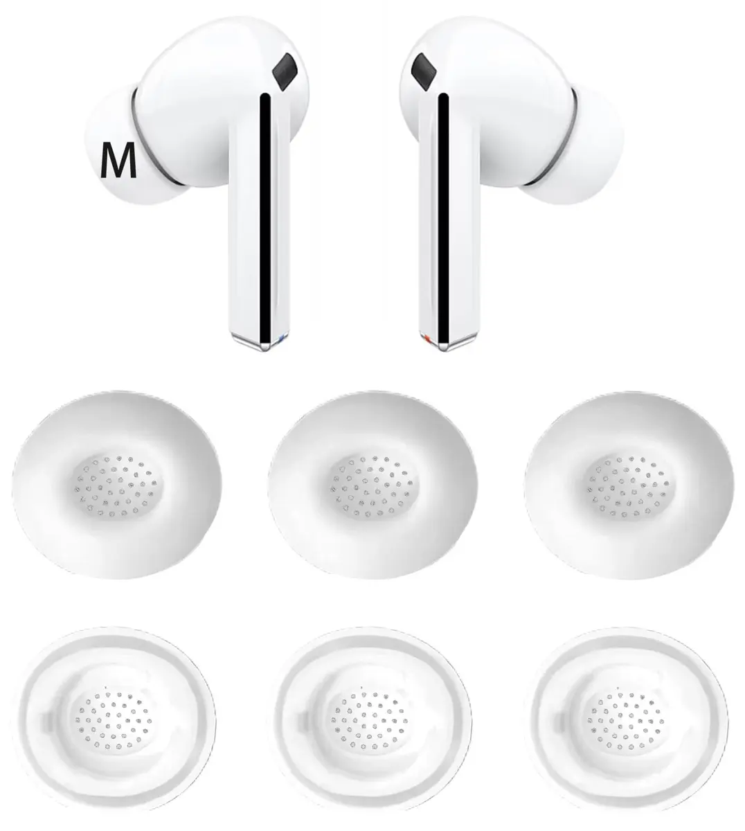 JNSA White Replacement Ear Tips for Galaxy Buds 3 Pro - Medium Size (3 Pairs) | Silicone Earbuds Upgrade - main product image