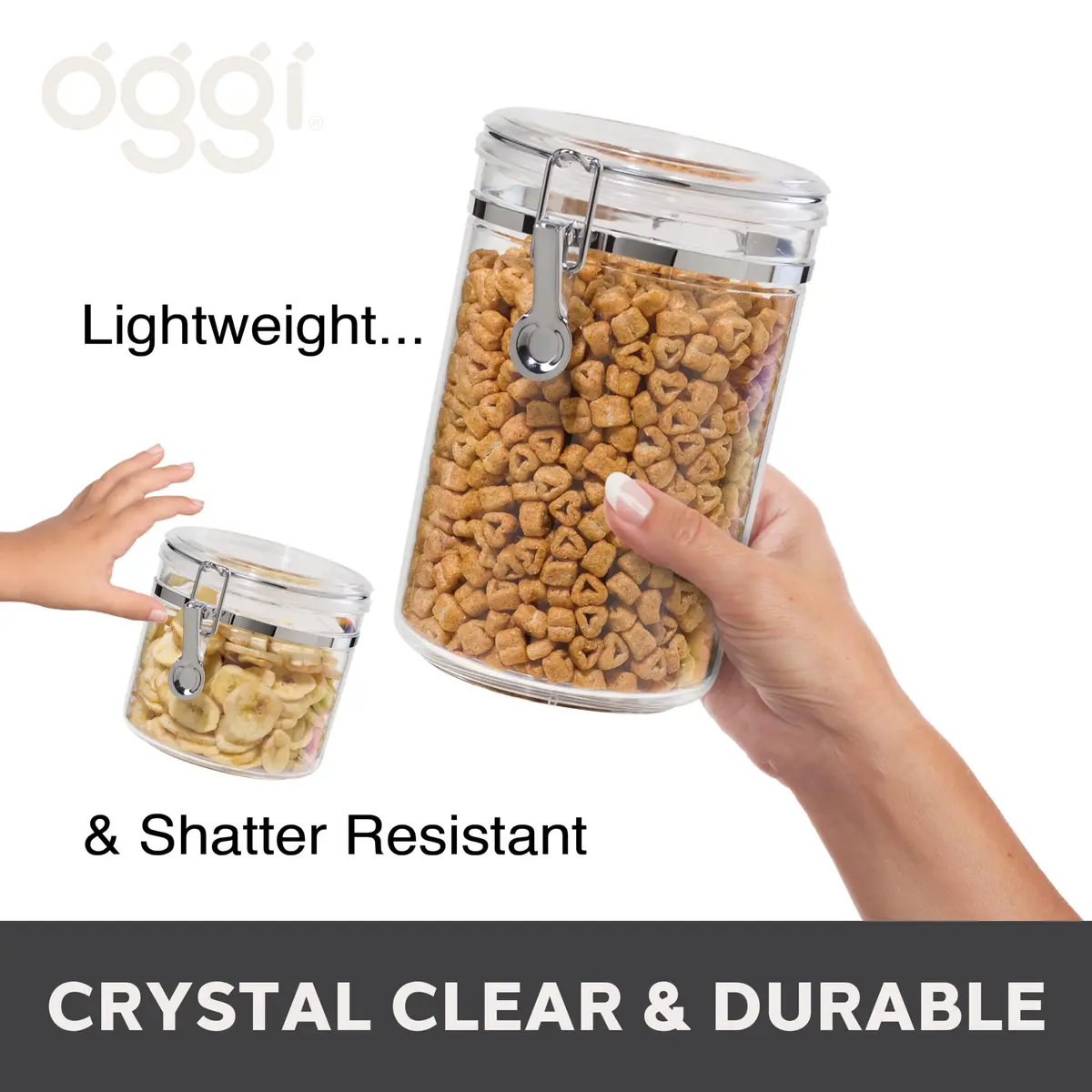 Oggi 4pc Clear Canister Set with Clamp Lids | Airtight Food Storage for Kitchen & Pantry (70-120 chars) - view 7