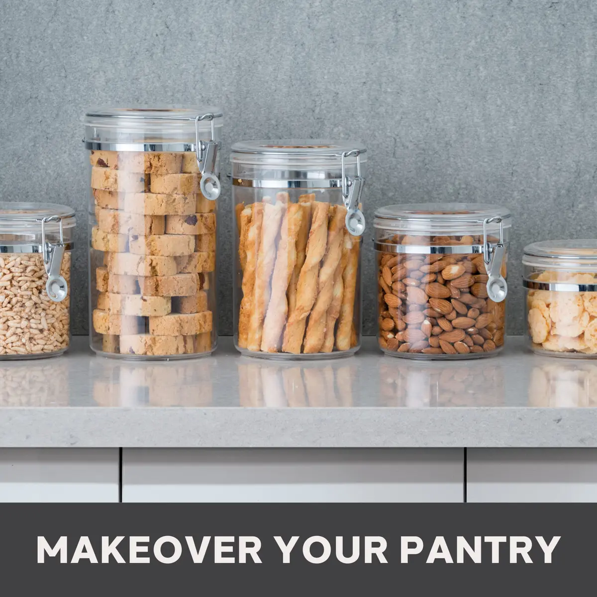 Oggi 4pc Clear Canister Set with Clamp Lids | Airtight Food Storage for Kitchen & Pantry (70-120 chars) - view 3