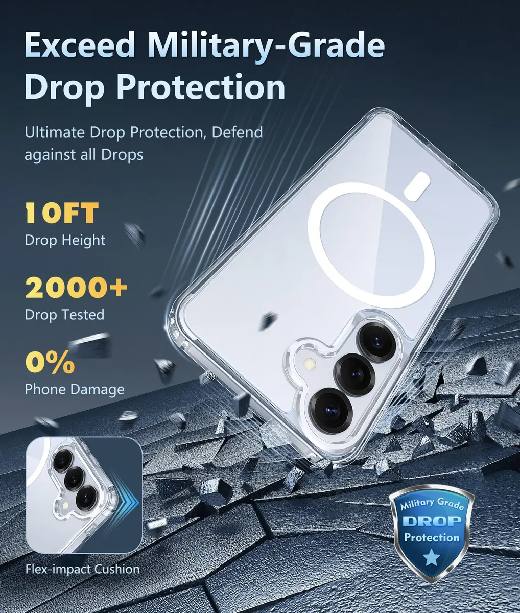 FNTCASE Magnetic for Samsung Galaxy S25 Plus Case, Clear | Military Grade Full Protection & MagSafe Compatible - view 5