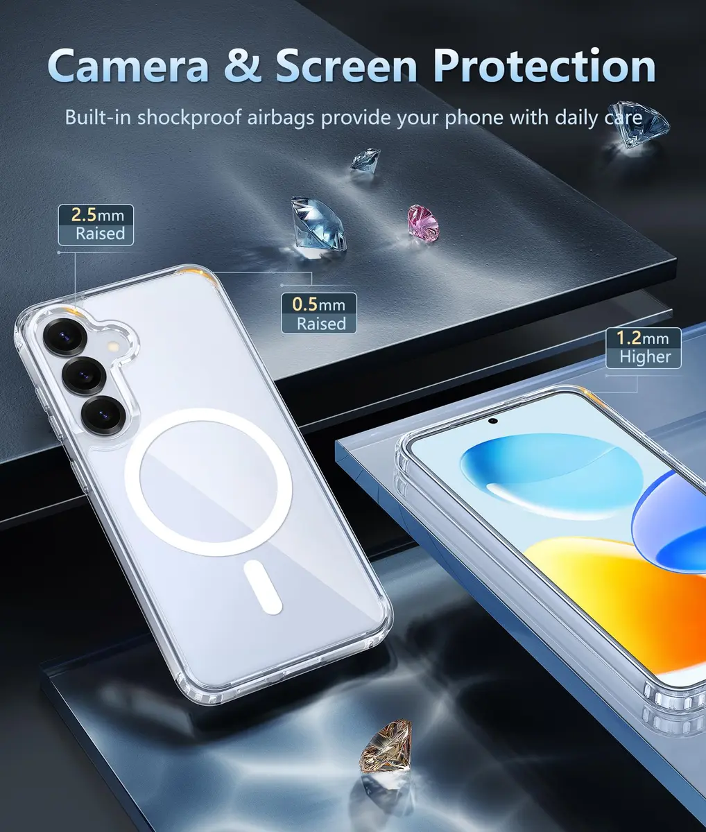 FNTCASE Magnetic for Samsung Galaxy S25 Plus Case, Clear | Military Grade Full Protection & MagSafe Compatible - view 6