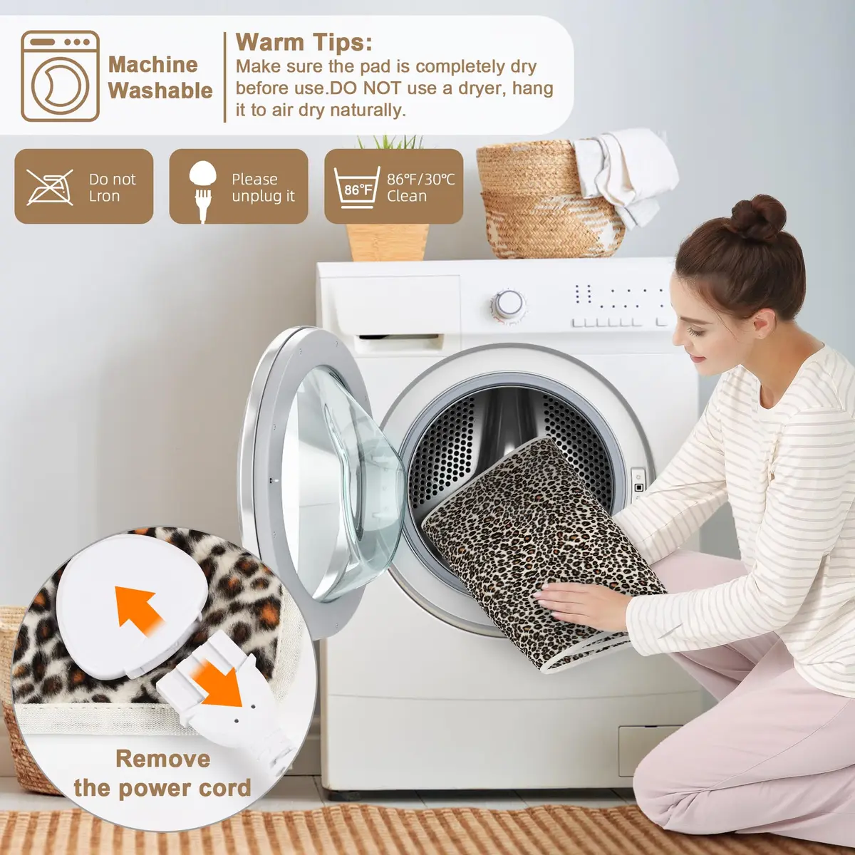 Deepsoon Leopard Print Heating Pad 51x61 cm (20x24 Inch) | Moist/Dry Heat with Auto Shut Off - view 6