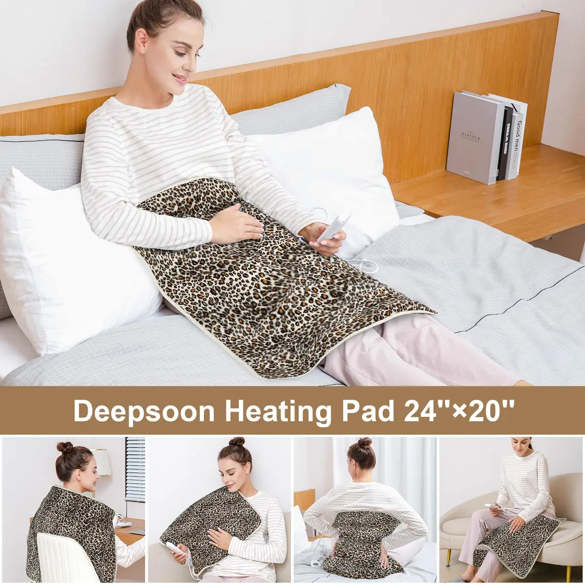 Deepsoon Leopard Print Heating Pad 51x61 cm (20x24 Inch) | Moist/Dry Heat with Auto Shut Off - view 2