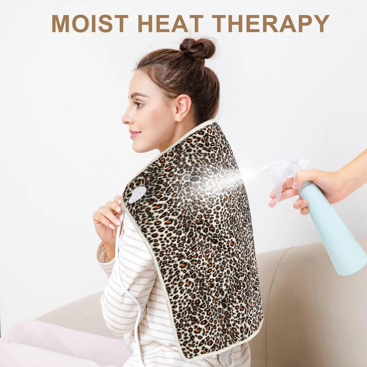 Deepsoon Leopard Print Heating Pad 51x61 cm (20x24 Inch) | Moist/Dry Heat with Auto Shut Off - view 4