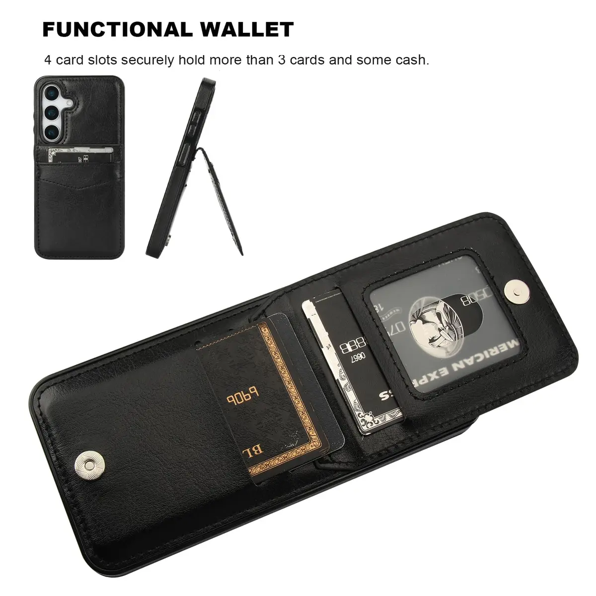 KIHUWEY Samsung Galaxy S25 Case Wallet 6.2" | Leather Flip with Card Slots & Kickstand - view 4