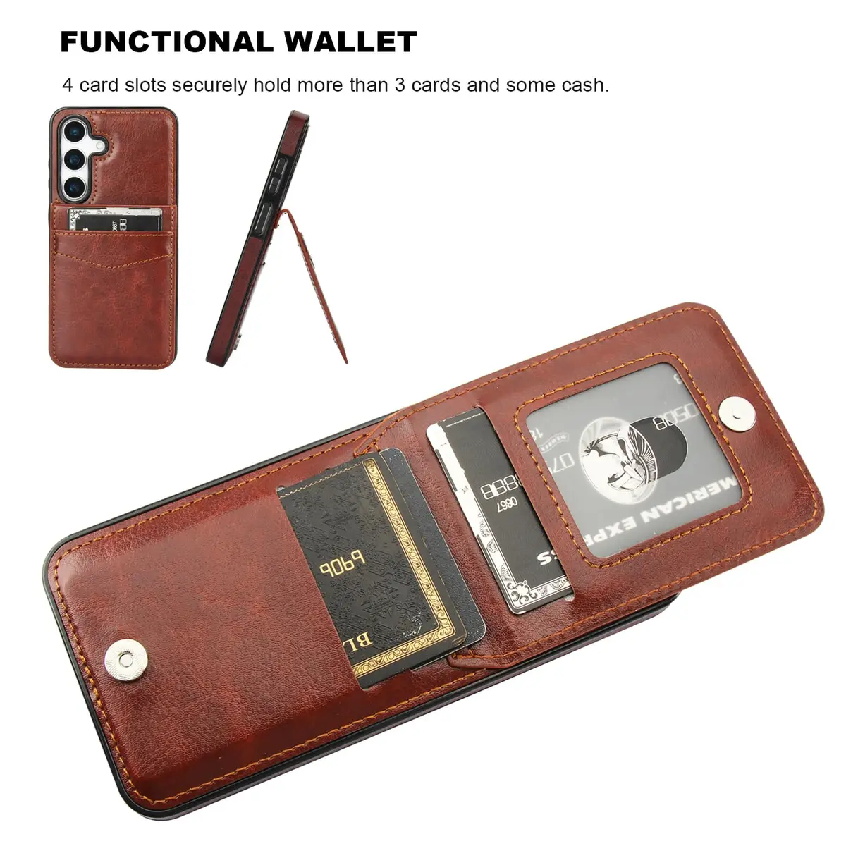 KIHUWEY Samsung Galaxy S25 Case Wallet 6.2" | Leather Flip with Card Slots & Kickstand - view 4