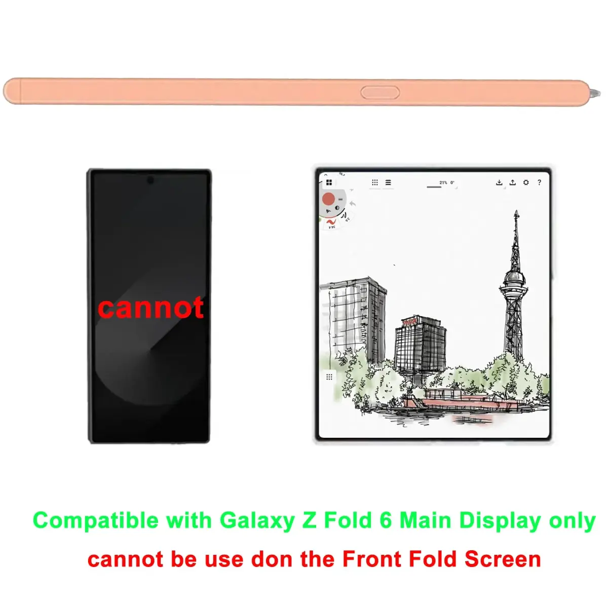 Anglepingping Galaxy Z Fold 6 S Pen Fold Edition Stylus Pen for Samsung Galaxy Z Fold 6 (Orange) - view 4