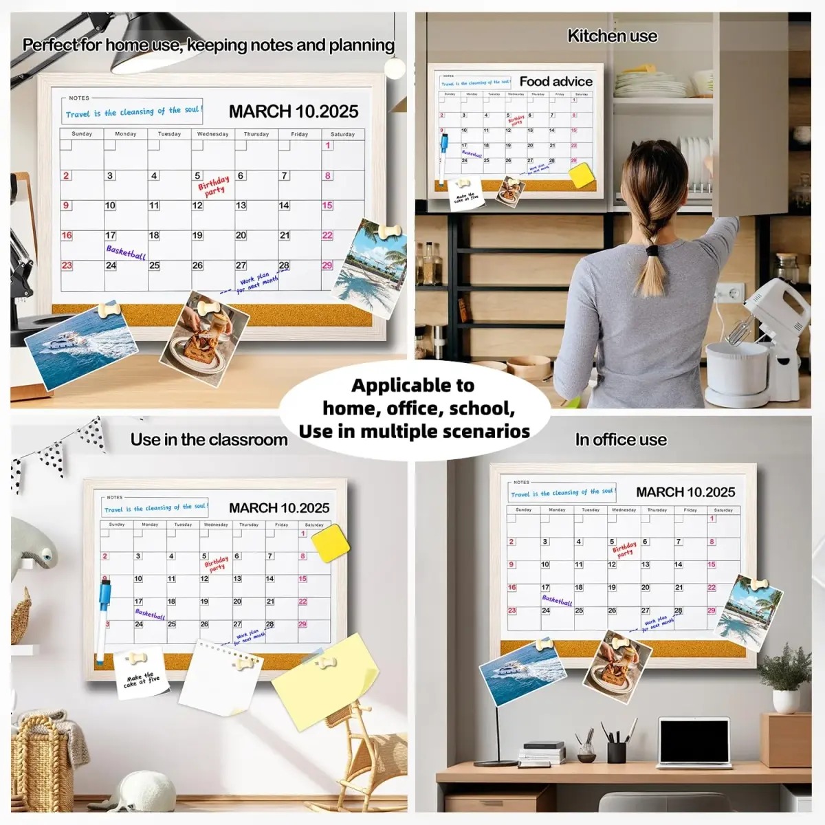 Lihengkong White Magnetic Dry Erase Calendar Whiteboard 43.2cm x 33cm (17" x 13") | Smooth Writing & Easy Cleaning - view 6