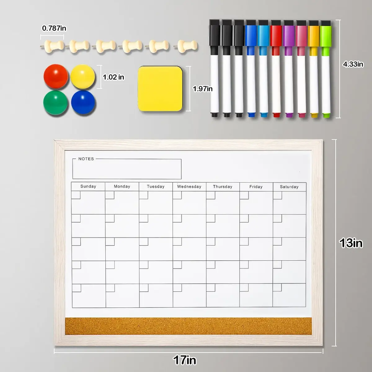 Lihengkong White Magnetic Dry Erase Calendar Whiteboard 43.2cm x 33cm (17" x 13") | Smooth Writing & Easy Cleaning - view 2