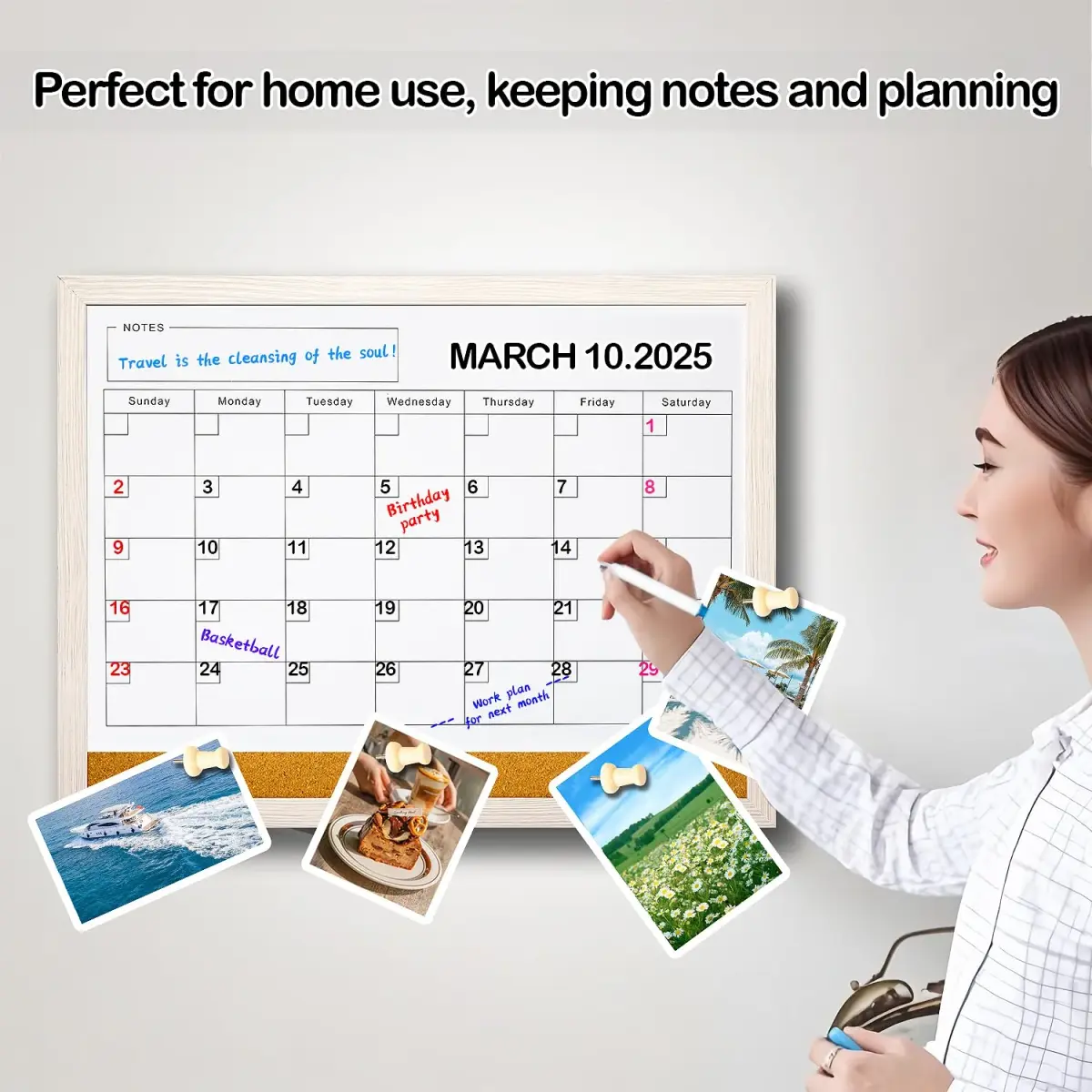 Lihengkong White Magnetic Dry Erase Calendar Whiteboard 43.2cm x 33cm (17" x 13") | Smooth Writing & Easy Cleaning - view 4