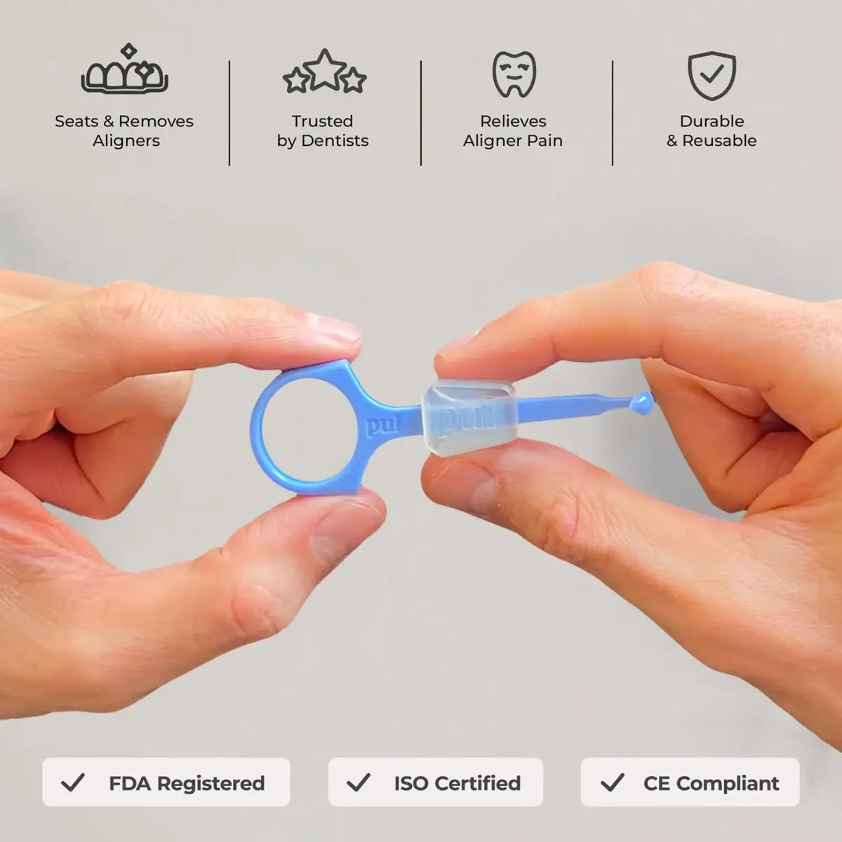 PUL 2-in-1 Aligner Removal Tool and Chewies Black | Patented Hygienic Orthodontic Accessory - view 7