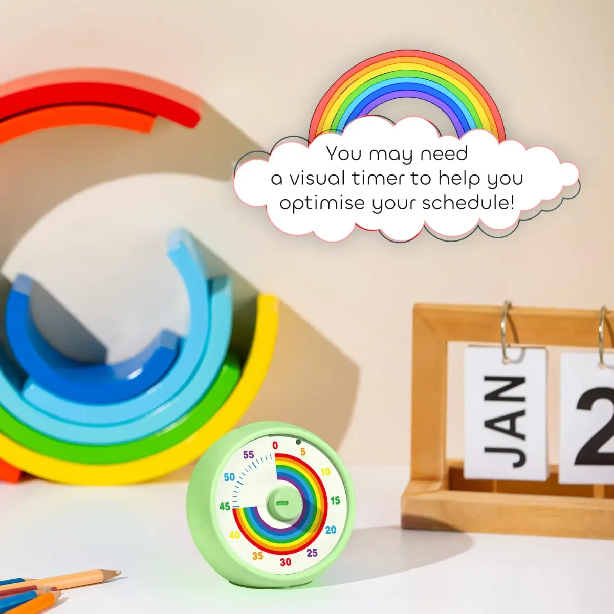 kiecky squirrel Visual Countdown Timer 60-Minute Green | Silent Operation Pomodoro Time Management - view 2
