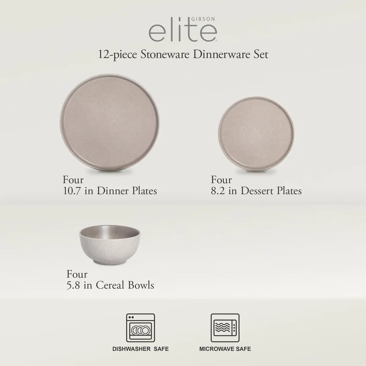 Gibson Elite Eden Rock 12 Piece Dinnerware Set | Service for 4, Stoneware, Microwave & Dishwasher Safe - view 2