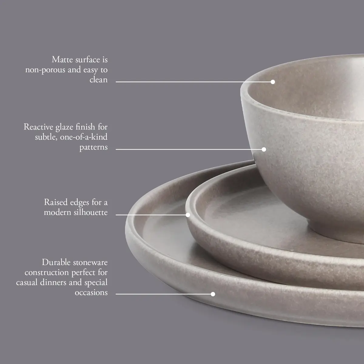 Gibson Elite Eden Rock 12 Piece Dinnerware Set | Service for 4, Stoneware, Microwave & Dishwasher Safe - view 3