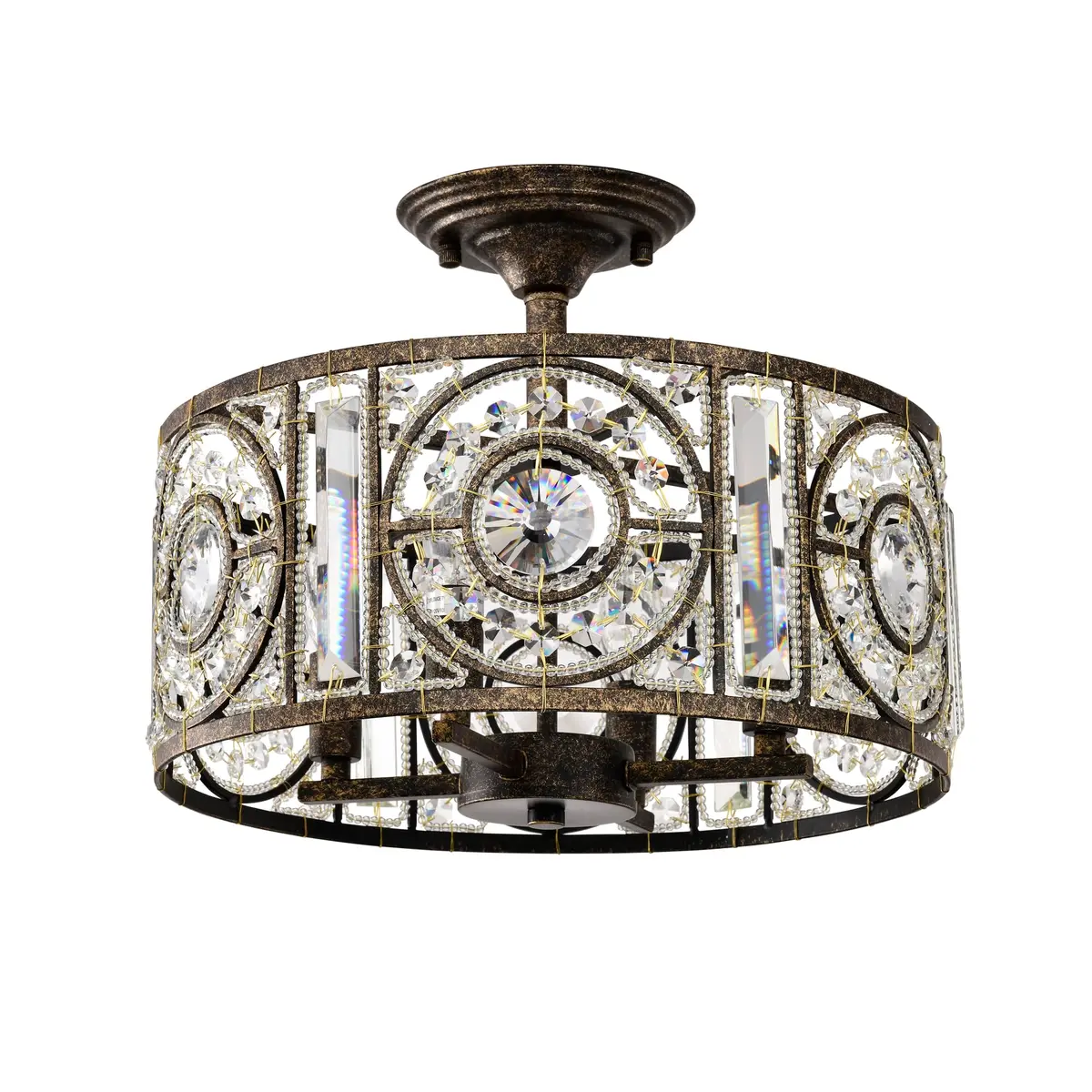 Home Accessories Sigyn 14.1 in. 4-Light Indoor Antique Bronze Finish Semi-Flush Mount Ceiling Light with Light Kit | Vintage Elegance - main product image