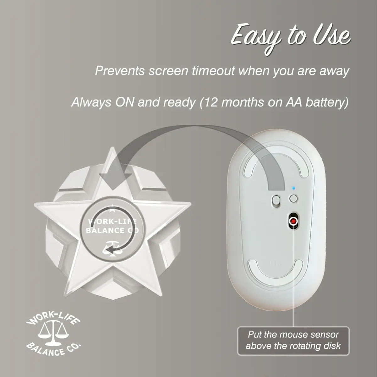 Work-Life Balance Corporation Mechanical Mouse Jiggler, White Star | Keeps PC Active - view 9