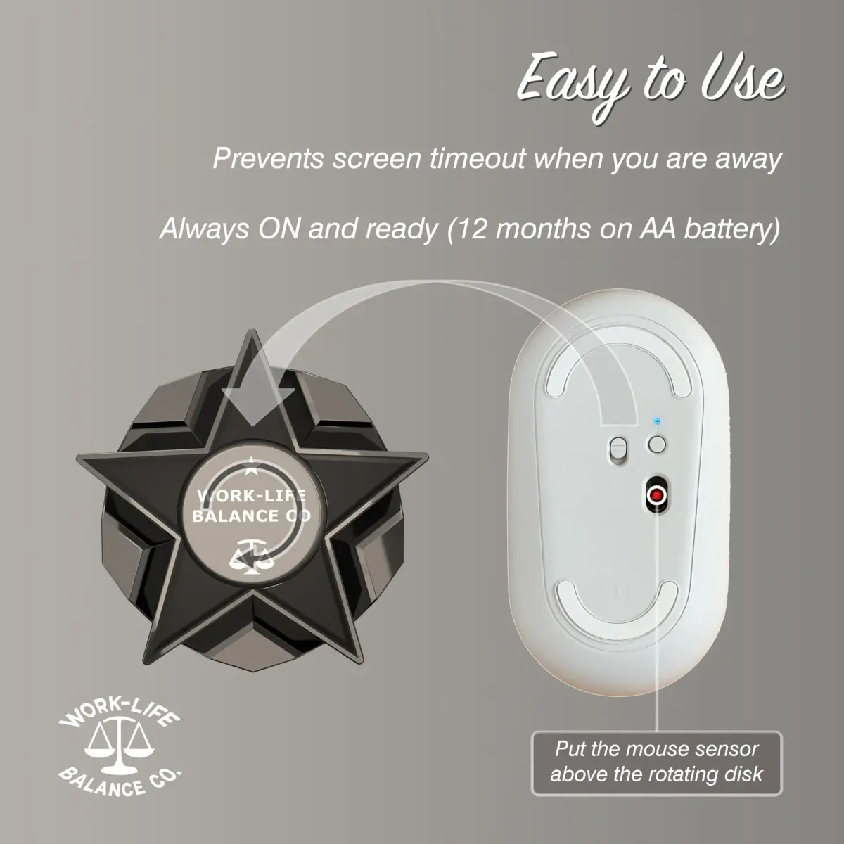 Work-Life Balance Corporation Mechanical Mouse Jiggler | No USB, Cordless, Silent Undetectable Mouse Mover - view 9