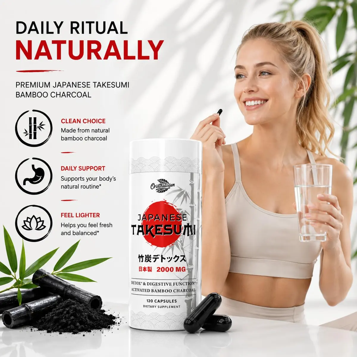Orinthalixium Activated Charcoal Capsules 2000mg | Vegan Detox Supplement for Gut & Digestive Health - view 5