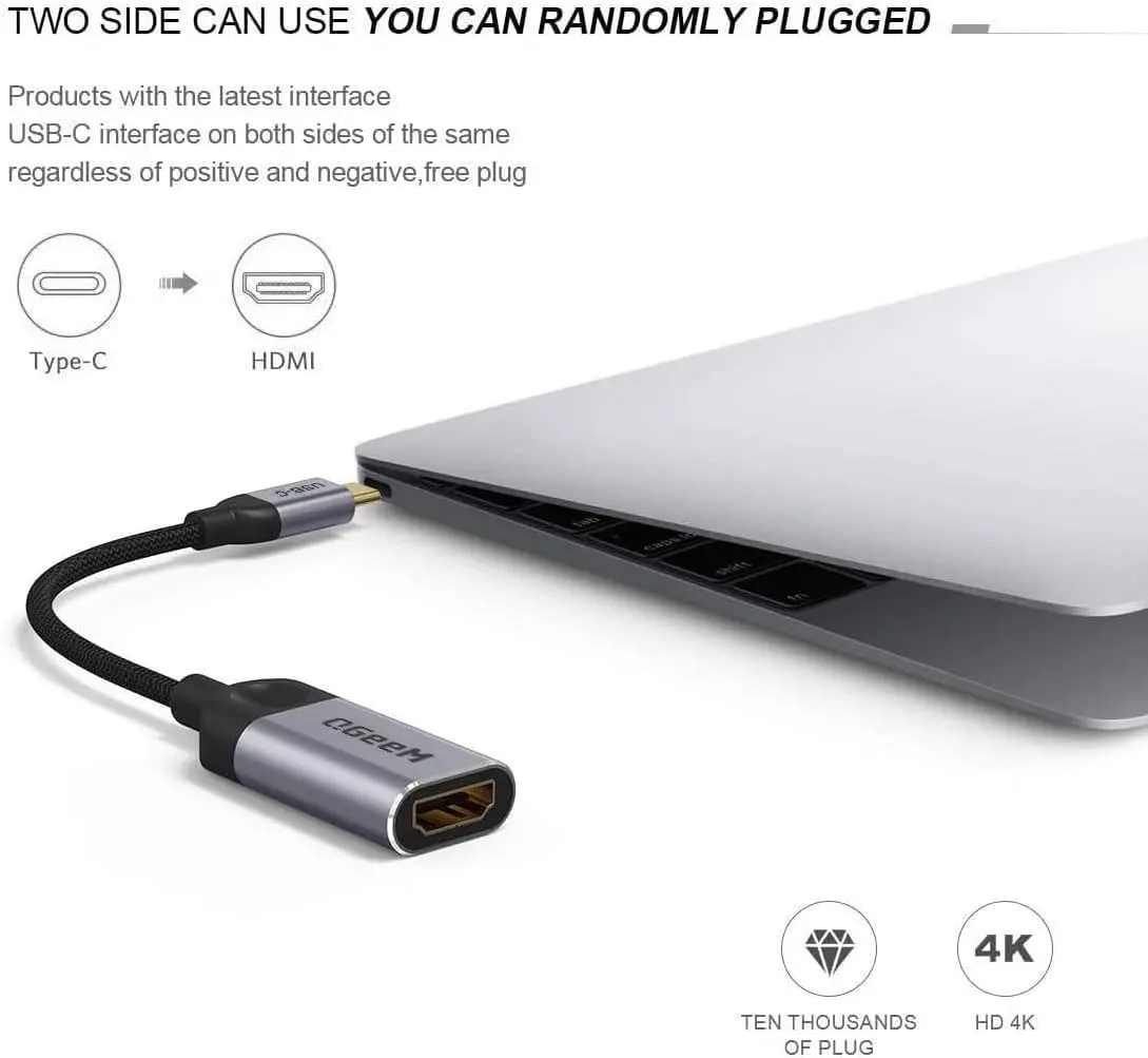 QGeeM USB C to HDMI Adapter 4K Cable, USB Type-C to HDMI Adapter [Thunderbolt 3/4 Compatible] for Laptop MacBook Pro/Air, iPhone15 16 Pro/max,GalaxyS8-S23,XPS,Pixelbook,Thinkpad,Surface,Ipad Pro etc. - view 5