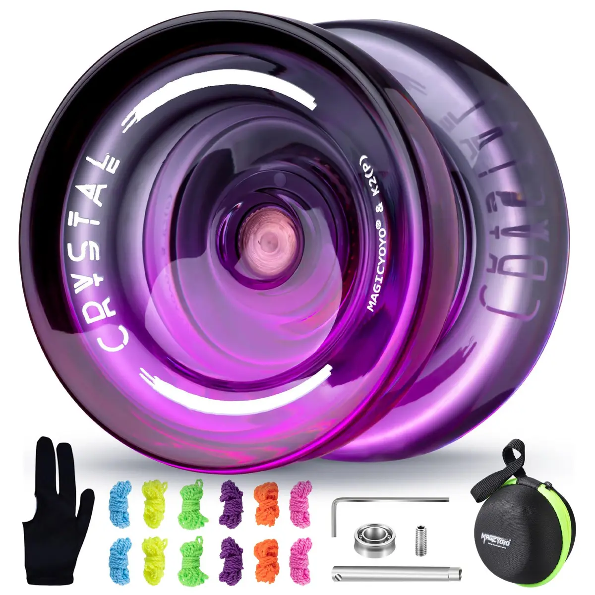 MAGICYOYO K2 Crystal Professional Responsive Yoyo for Kids (Black Purple) | Dual Purpose Yo-Yo for String Tricks - main product image
