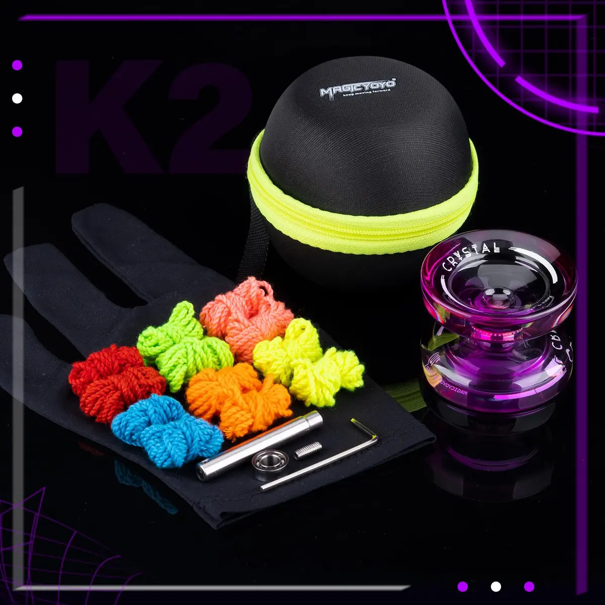MAGICYOYO K2 Crystal Professional Responsive Yoyo for Kids (Black Purple) | Dual Purpose Yo-Yo for String Tricks - view 8