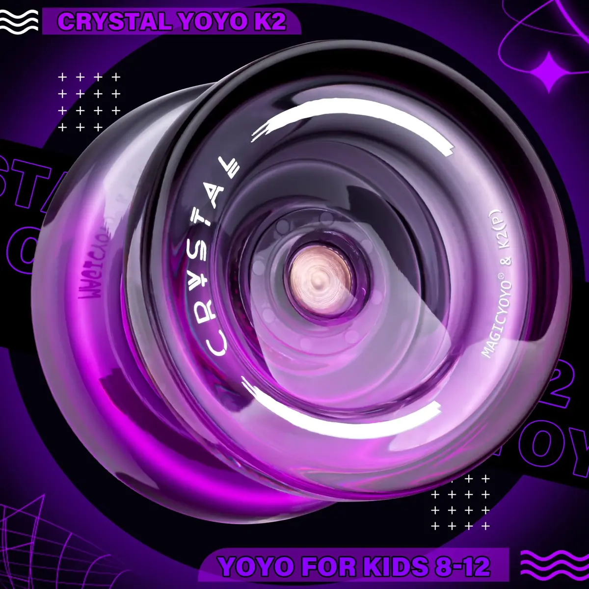MAGICYOYO K2 Crystal Professional Responsive Yoyo for Kids (Black Purple) | Dual Purpose Yo-Yo for String Tricks - view 9