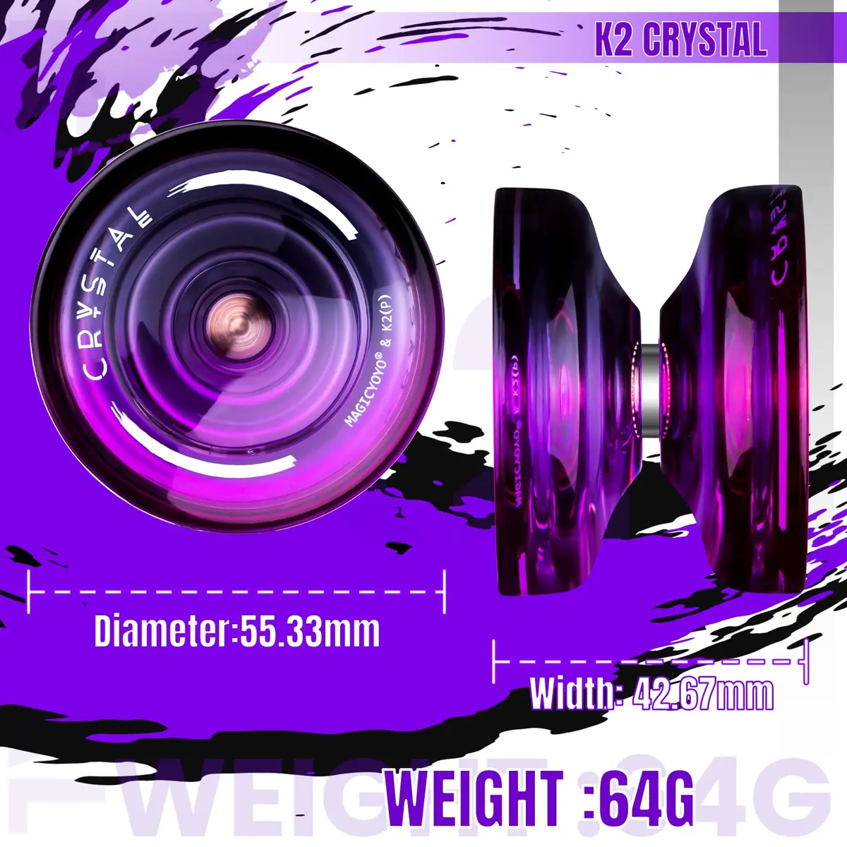 MAGICYOYO K2 Crystal Professional Responsive Yoyo for Kids (Black Purple) | Dual Purpose Yo-Yo for String Tricks - view 4