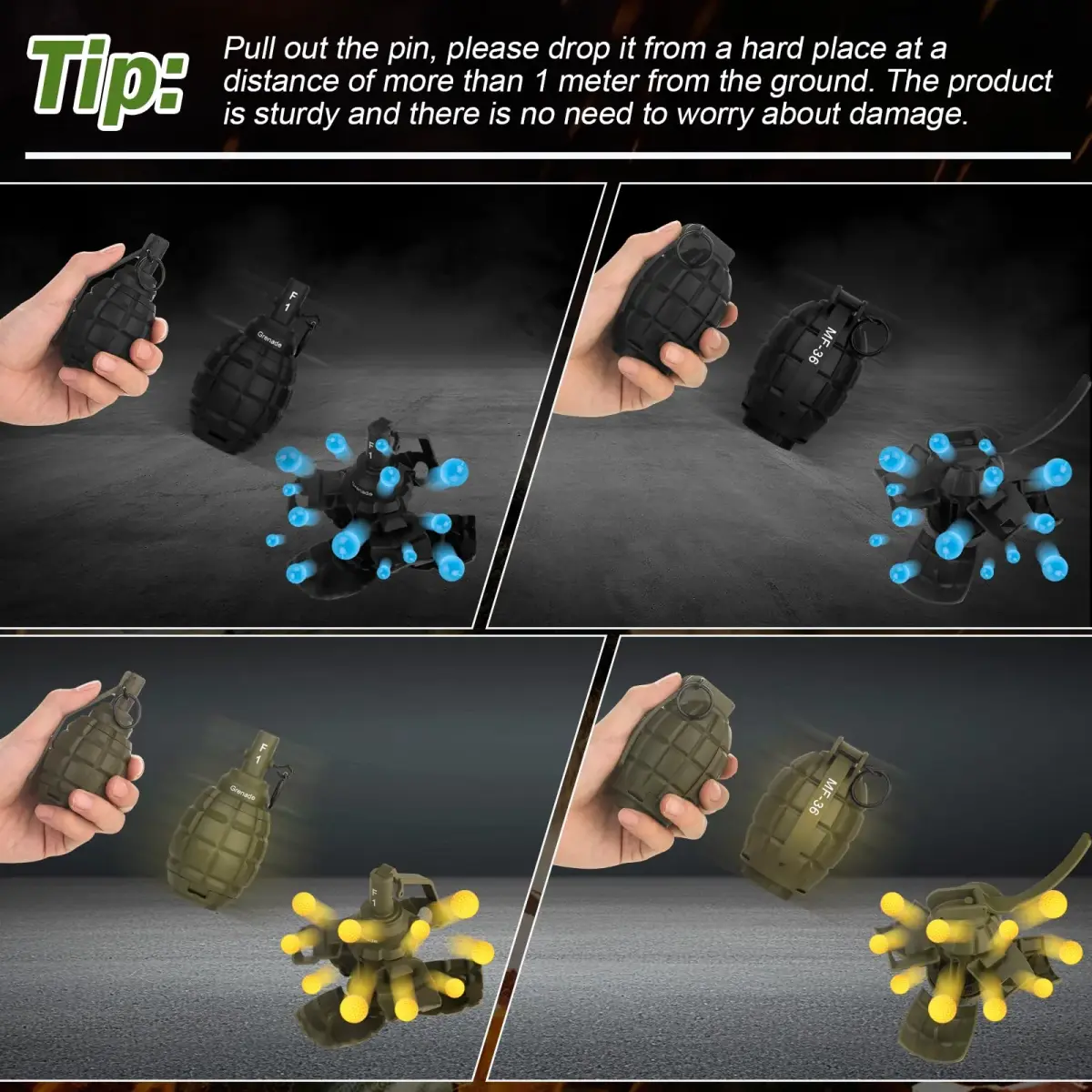 SitertCF Tactical Toy Hand Grenade Bomb for Nerf CS Battle Game, 140g (0.3 lb) | Spring-Powered Foam Ammo Launcher - view 6