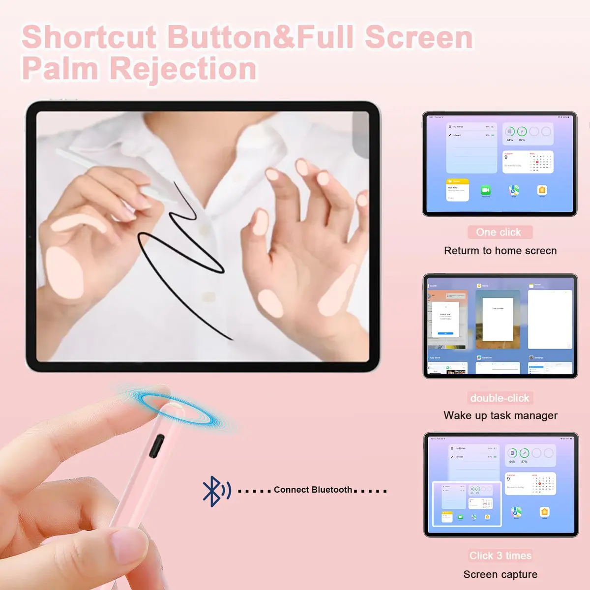 Peaboni Pink Input_Pen Magnetic Wireless Charging & USB C Fast Charge Stylus for iPad 11/10/9/8/7/6th Gen, Pro 13"/12.9"/11", Air M4/M3/M2/5/4/3, Mini (A17 Pro) - view 6