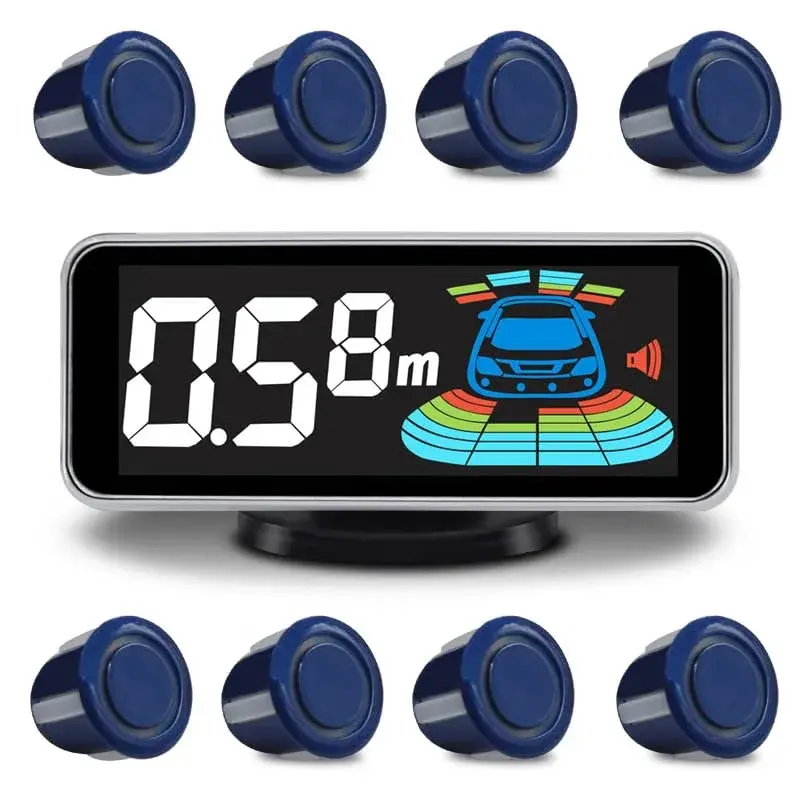 ELSNU 8-Sensor Parking Sensor Kit with Digital LCD Display, Dark Blue | Front & Rear Detection 0.3M-2.2M - main product image